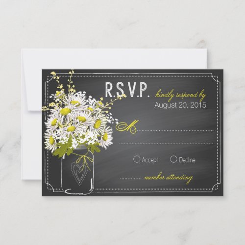 Daisies and Chalkboard RSVP Card