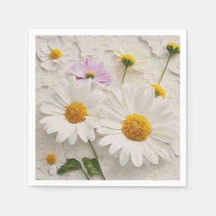 Daisies and Cosmos On Distressed Paper Napkins