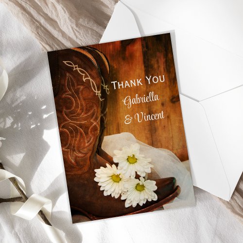 Daisies and Cowboy Boots Country Wedding Thank You