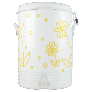 Daisies and Dots 2 - Lemon Yellow and White Beverage Cooler