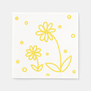 Daisies and Dots 2 - Lemon Yellow and White Napkins