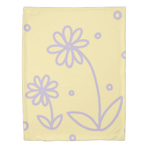 Daisies and Dots 2 - Pastel Yellow and Purple Duvet Cover