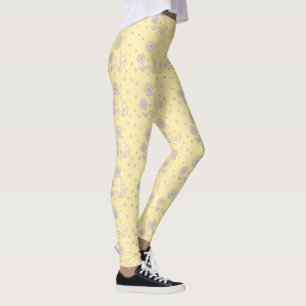 Daisies and Dots 2 - Pastel Yellow and Purple Leggings