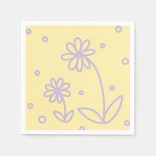 Daisies and Dots 2 - Pastel Yellow and Purple Napkins