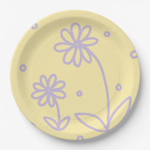 Daisies and Dots 2 - Pastel Yellow and Purple Paper Plates