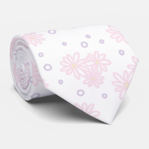 Daisies and Dots - Pastel Pink, Yellow and Purple Neck Tie