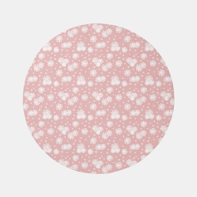 Daisies and Dots - Pink and White Rug (Front)