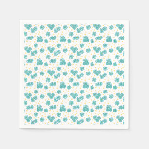 Daisies and Dots - Turquoise and Yellow Napkins