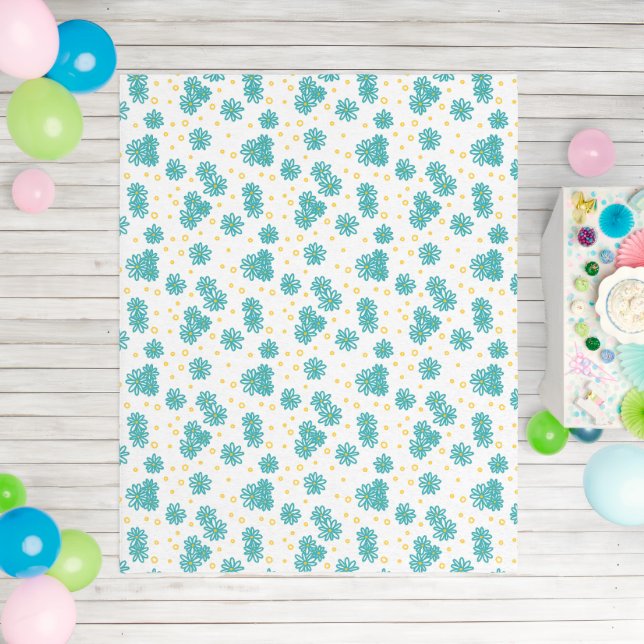 Daisies and Dots - Turquoise and Yellow  Outdoor Rug (Insitu (Birthday))