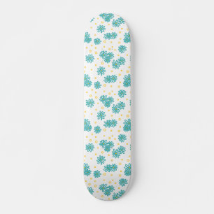 Daisies and Dots - Turquoise and Yellow Skateboard