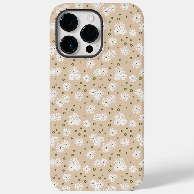 Daisies and Dots - White, Sand and Palm Green Case-Mate iPhone Case (Back)