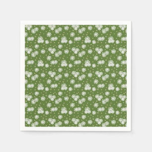 Daisies and Dots - White, Sand and Palm Green  Napkins
