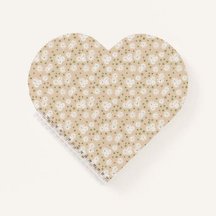 Daisies and Dots - White, Sand and Palm Green Notebook