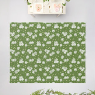 Daisies and Dots - White, Sand and Palm Green Outdoor Rug