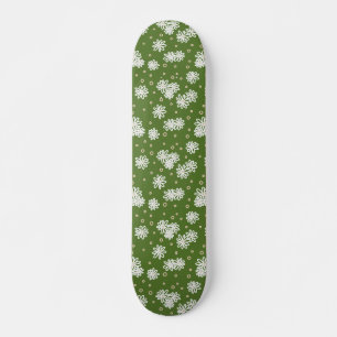 Daisies and Dots - White, Sand and Palm Green Skateboard