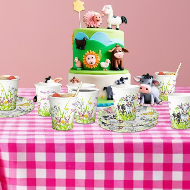 Daisies and Farm Animals Happy Birthday  Paper Cups (Creator Uploaded)
