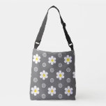 Daisies and Grey and White Polka Dot Pattern Crossbody Bag