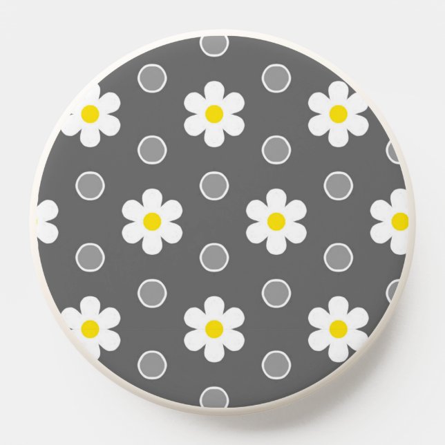 Daisies and Grey and White Polka Dots PopSocket (Popsocket)