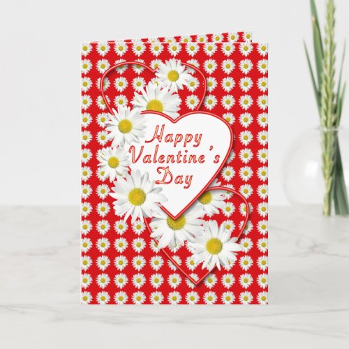 Daisies and Hearts Happy Valentines Day Card