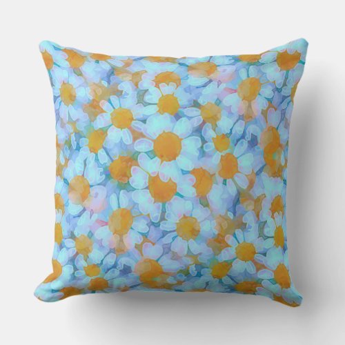 Daisies and Lace Throw Pillow