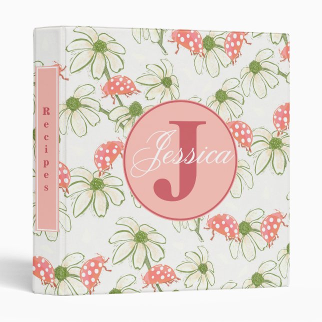 Daisies and Ladybugs recipes 3 Ring Binder (Front/Spine)