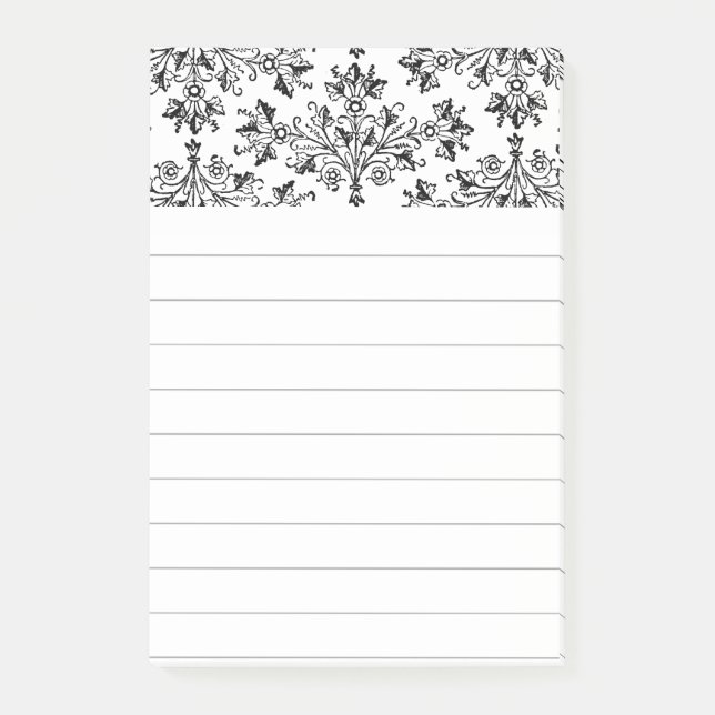 Daisies and Leaves Floral Art Lined Stickies Post-it Notes (Front)
