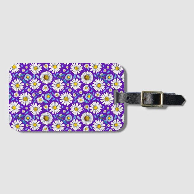 Daisies and Leaves Luggage Tag (Front Horizontal)
