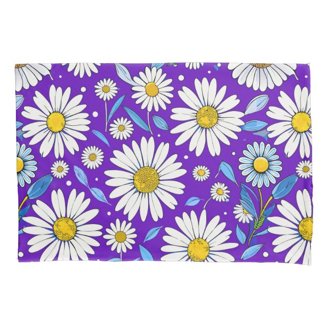 Daisies and Leaves Pillow Case (Front)