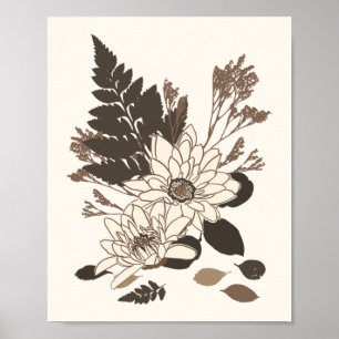 Daisies and Leaves - transparent on cream.     Poster