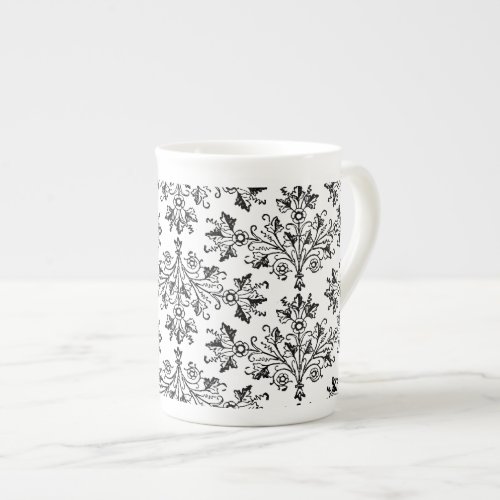 Daisies and Leaves Vintage Floral Pattern Mug