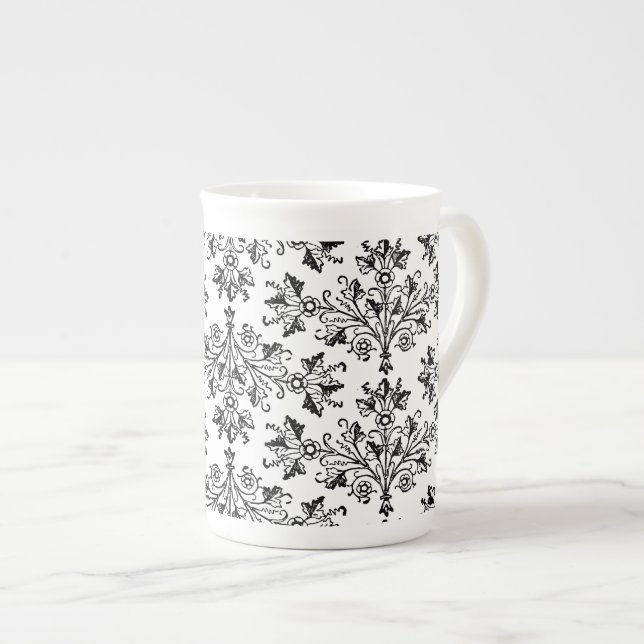 Daisies and Leaves Vintage Floral Pattern Mug (Front Right)