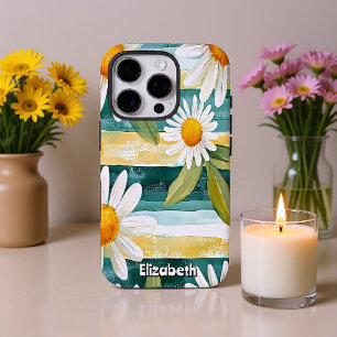 Daisies and Painterly Stripes iPhone 16 Pro Case