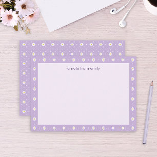 Daisies and Polka Dots Purple Note Card