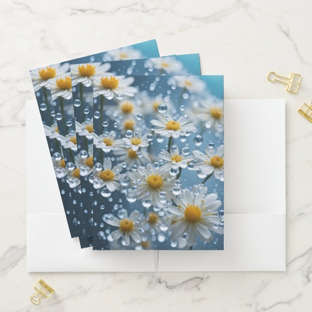 Daisies and Rain Drops  Pocket Folder (In Situ)