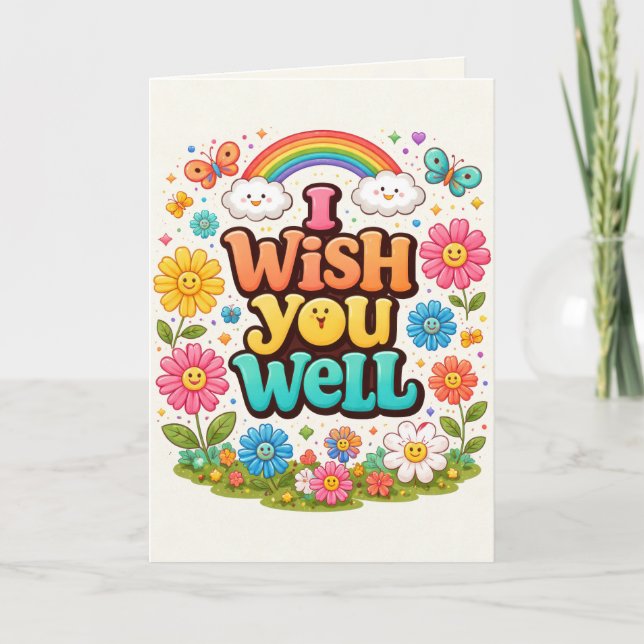 Daisies and Rainbow Cheery Get Well Soon Card (Front)