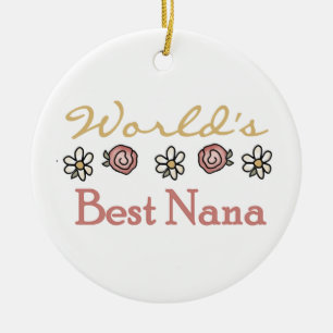 Daisies and Roses Best Nana Gifts Ceramic Ornament