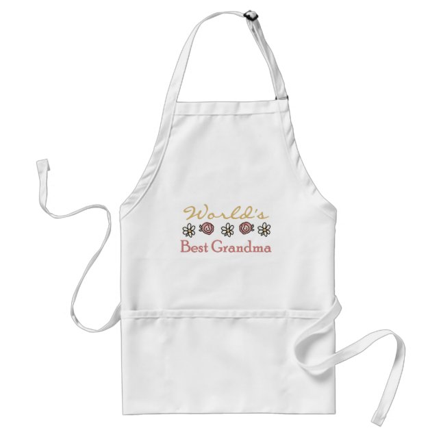 Daisies and Roses World Best Grandma Adult Apron (Front)