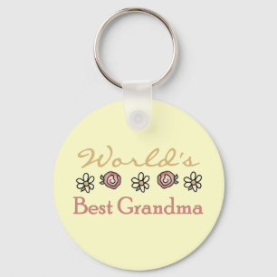 Daisies and Roses World Best Grandma Keychain