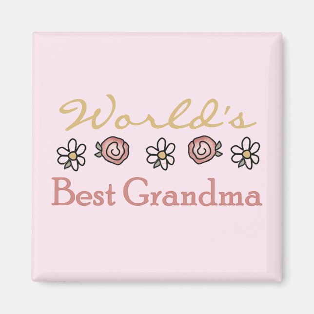 Daisies and Roses World Best Grandma Magnet (Front)