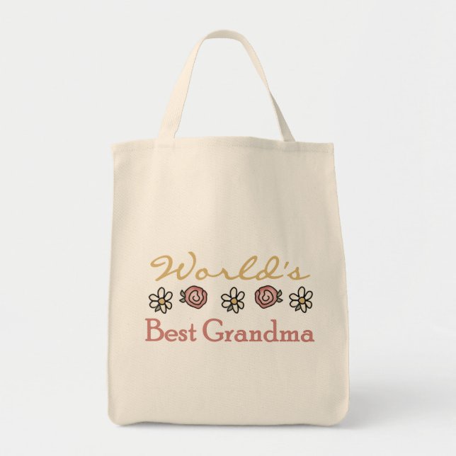 Daisies and Roses World Best Grandma Tote Bag (Front)