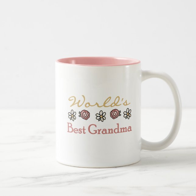 Daisies and Roses World Best Grandma Two-Tone Coffee Mug (Right)
