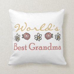 Daisies and Roses World's Best Grandma Gifts Throw Pillow