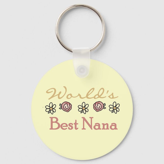 Daisies and Roses Worlds Best Nana Keychain (Front)