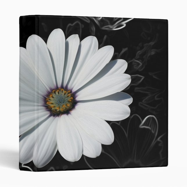 Daisies and shades of gray 3 ring binder (Front/Spine)