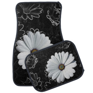 Daisies and shades of gray car floor mat
