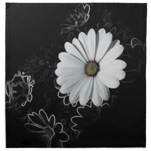 Daisies and shades of gray cloth napkin