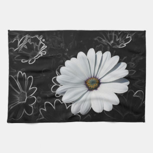 Daisies and shades of gray kitchen towel