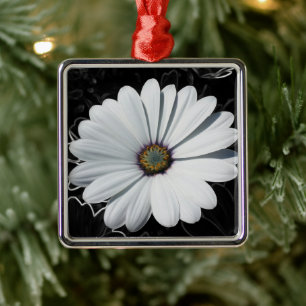 Daisies and shades of gray metal ornament