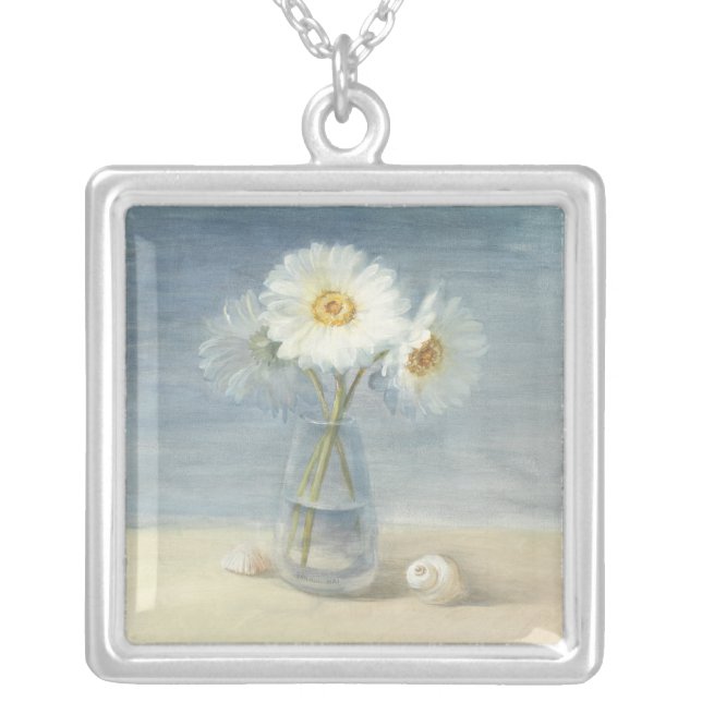 Daisies and Shells Silver Plated Necklace (Front)