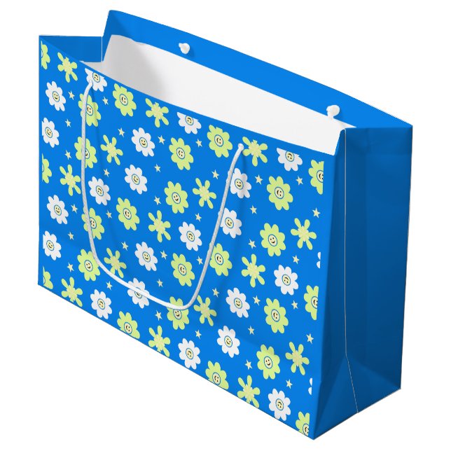 Daisies and Stars Large Gift Bag (Front Angled)